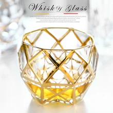 Креативный позолоченный бокал для виски, винный коньячный ликер, Золотая чашка с духом, амулеты для вина и видро