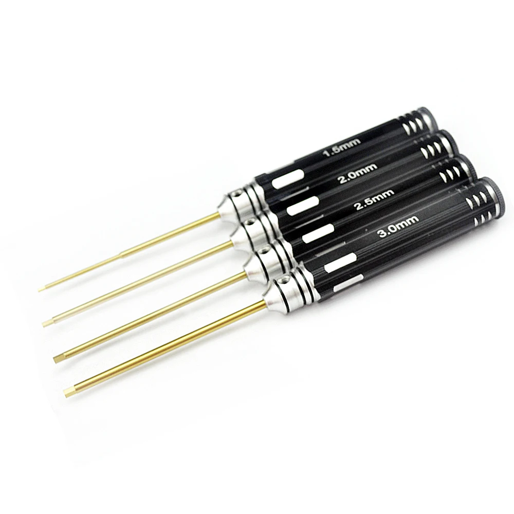 

4Pcs/set Titanium Plating 1.5/2/2.5/3mm Hexagon Screwdriver Screw Driver Tool Kit for RC Model Car Boat Airplane