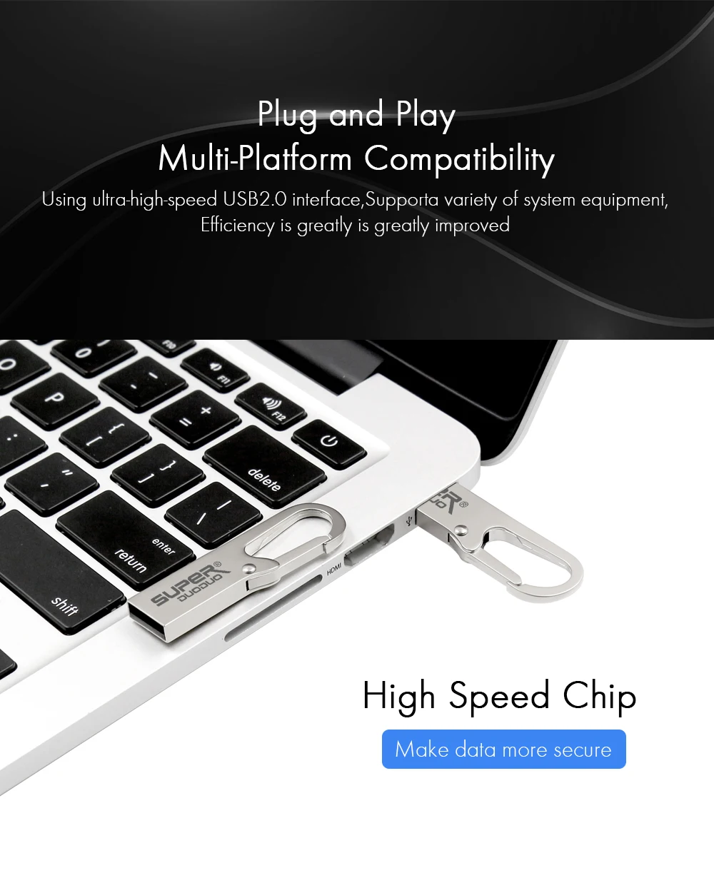 Hot Metal USB Flash Drive pendrive 128GB 64GB 32GB 16GB 8GB Memory stick pen drive with key ring can do Custom printing