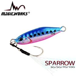 MAGIC WORKS Hot Metal Jigs 3g/5g/7g/10g Shore Casting Bait Spoon Saltwater Lures Artificial Fishing Tackle Jigging Fishing Lures
