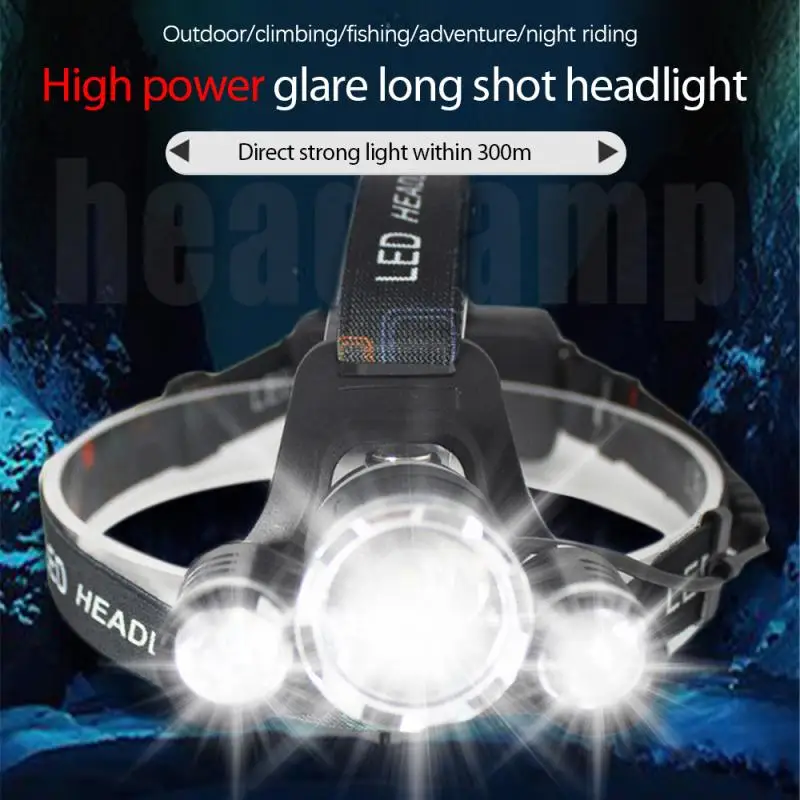 Recarregável à Prova Iluminação ao ar Pesca Forte Farol Aeronaves 3led Livre Acampamento Noite Equitação Luz D3água 1 Ferramentas de pesca