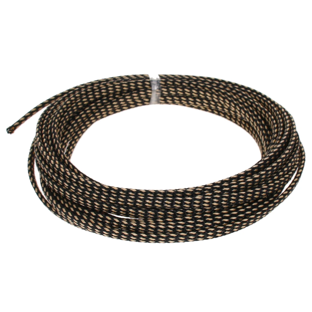 Black Gold 4mm Width 5m Length Braided Protective Sleeve Corrosion-Resistant PET Braided Cable Insulation Sleeve Use To Wrap Protect Cables - Цвет: Black Gold