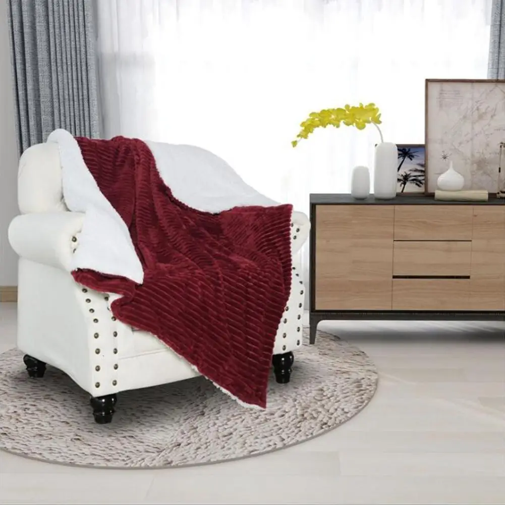 Бархатное Двухслойное одеяло из овечьей шерсти, одноцветное фланелевое одеяло, офисный диван, двойной толстый теплый домашний текстиль Одеяло