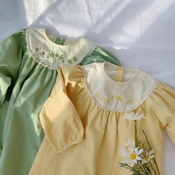 

So Beautiful Toddler Girl Korean Style Embroidery Dress Kids Autumn Long Sleeve Dress Bubble Sleeve Baby Cute Bohemia Tutu Dress