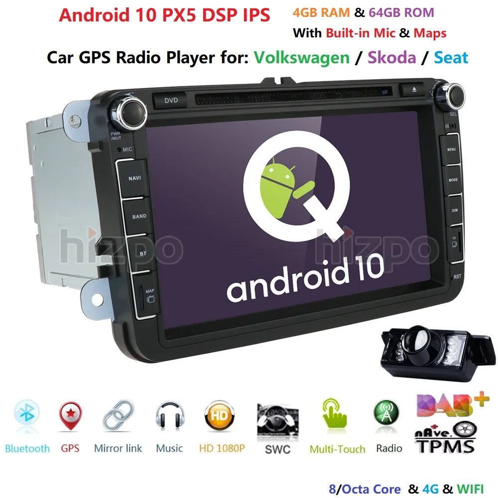 2din android10.0 4gcar dvd для vwpassat b6 b7 golf 5 tiguan polo octavia rapid fabia автомобильный мультимедийный