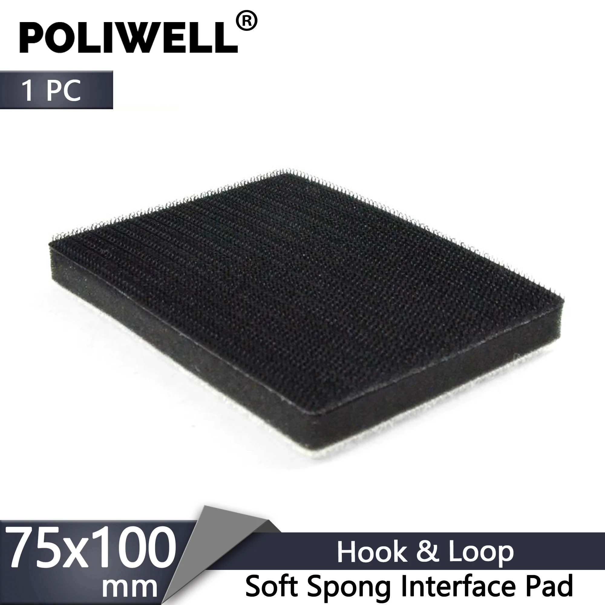 

POLIWELL 75x100mm Soft Sponge Hook & Loop Surface Protection Interface Buffer Backing Pad
