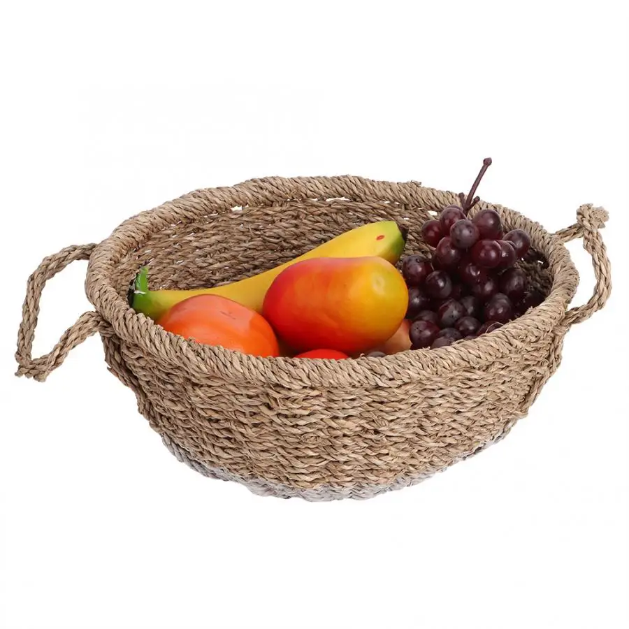 Produce Bag Retro Style Grass Woven Fruit Basket Bread Holder Food Storage Container Organizer Reusable Bags Bakeware |