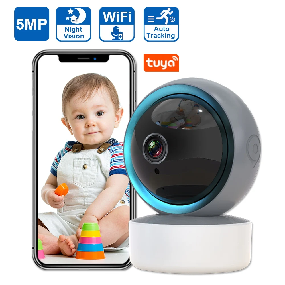 Tuya 5MP IP Camera Wifi Ultra HD Video Surveillance Night Vision Two Way Audio Cloud PTZ Smart Home Cameras Baby Monitor |