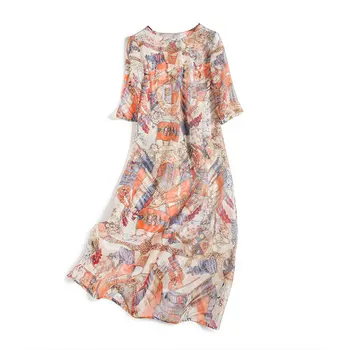 

New 2020 Fashion Summer Dresses Women 3/4 Sleeve Bohemian Print Vestidos Largos De Verano Dresses for Adult Women