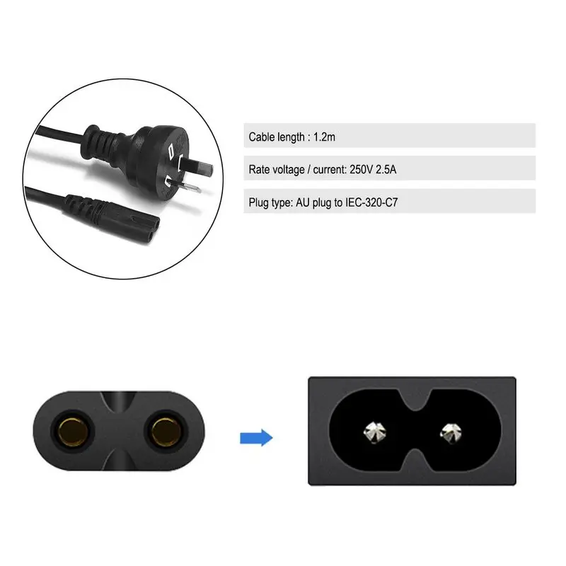 Австралийская вилка шнур питания IEC C7 кабель Рисунок 8 кабель питания для радио камеры зарядное устройство psp 4 ноутбук