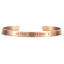 Brushed Matte Personalized Engraved Cuff Bracelet - Double-Sided Custom Family Name Gift - No need engrave (Rose gold)