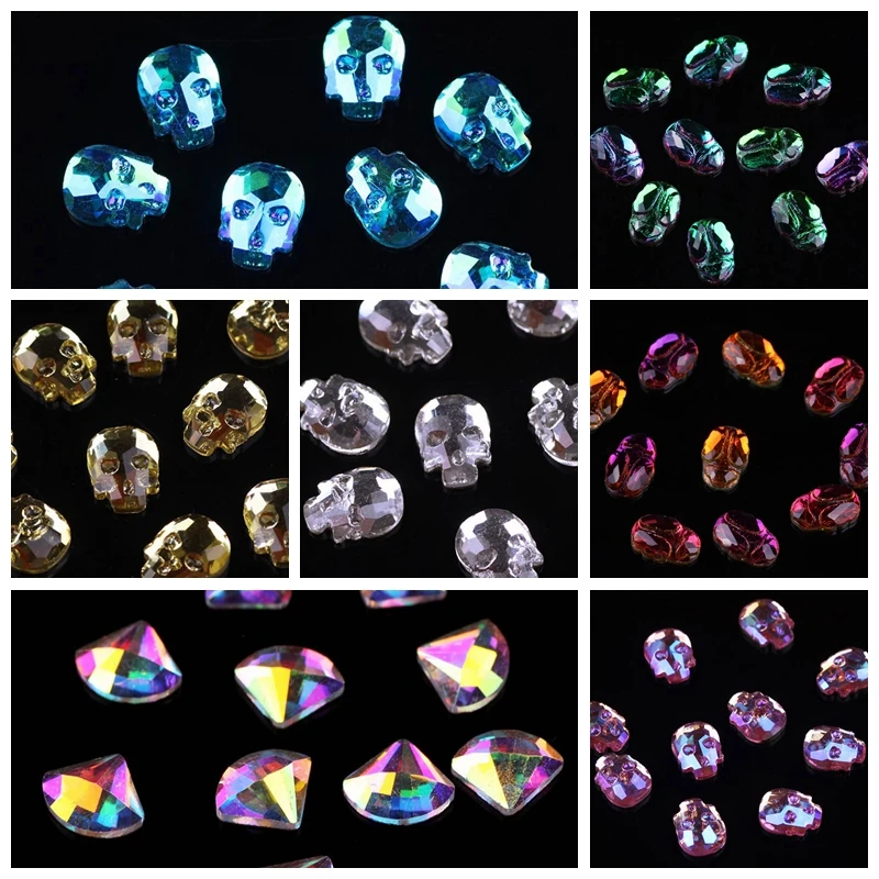 

Skull Shape Rhinestones Glue On Rhinestones Applique Decoration For Clothing Strass Rhinestone For Clothes Crystals AB Color F