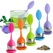 Чай, Круче-заварочный чай с листьями-шаровые фильтры из нержавеющей стали с силиконовой ручкой для рассыпчатого чая-силиконовый чай