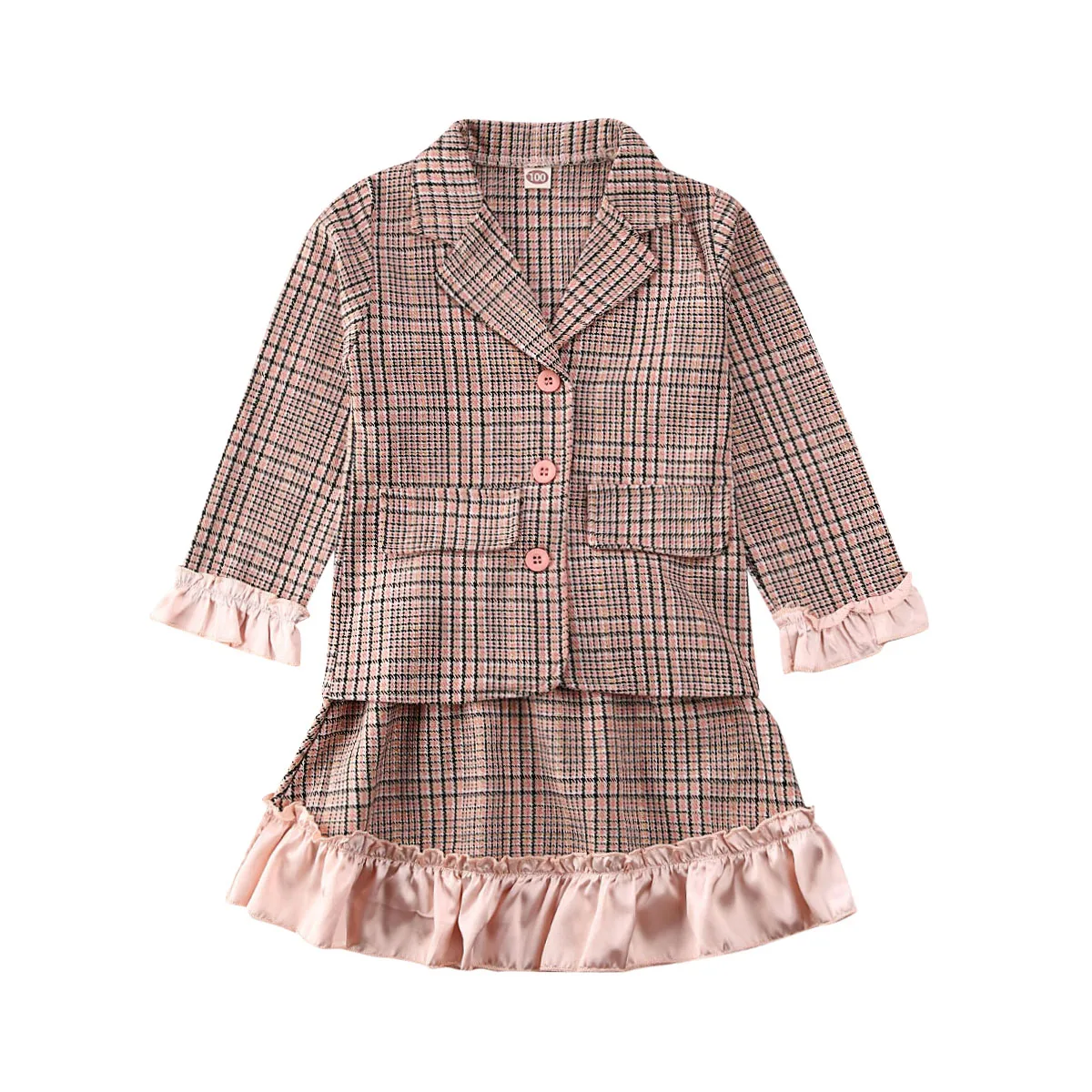 2020 Fashion Child Kids Baby Girls Clothes Sets 2-7Y Plaid Coat Top Mini Skirts Formal Party Outfit |