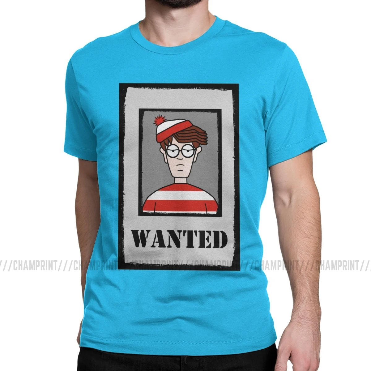 Waldo Wanted футболки для мужчин из чистого хлопка футболка Wheres Wally пародия 90s комикс полосы хотел футболки короткий рукав размера плюс - Цвет: Королевский синий