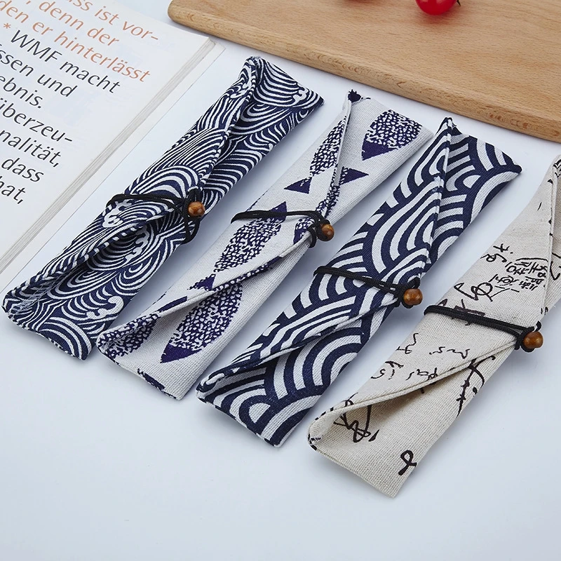 1 pc Pockets Portable Metal Straw Bags Multicolour Resuable Straw Linen Storage Bag Pouch Chopsticks Spoon Light Tableware Bag