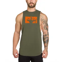 Мужская майка для бега с принтом, Спортивная хлопковая майка для фитнеса, мужская майка для бодибилдинга, майка без рукавов, спортивные майки, одежда для спортзала