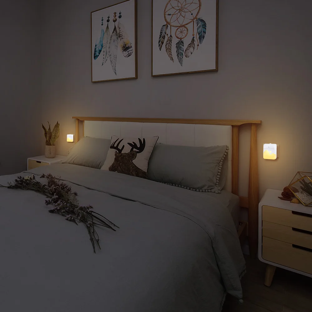 Dimmable Light Sense Led Night Light Dimmable- RGB Color Plug-In Light Bedroom Living Room Warm Tones Night Light
