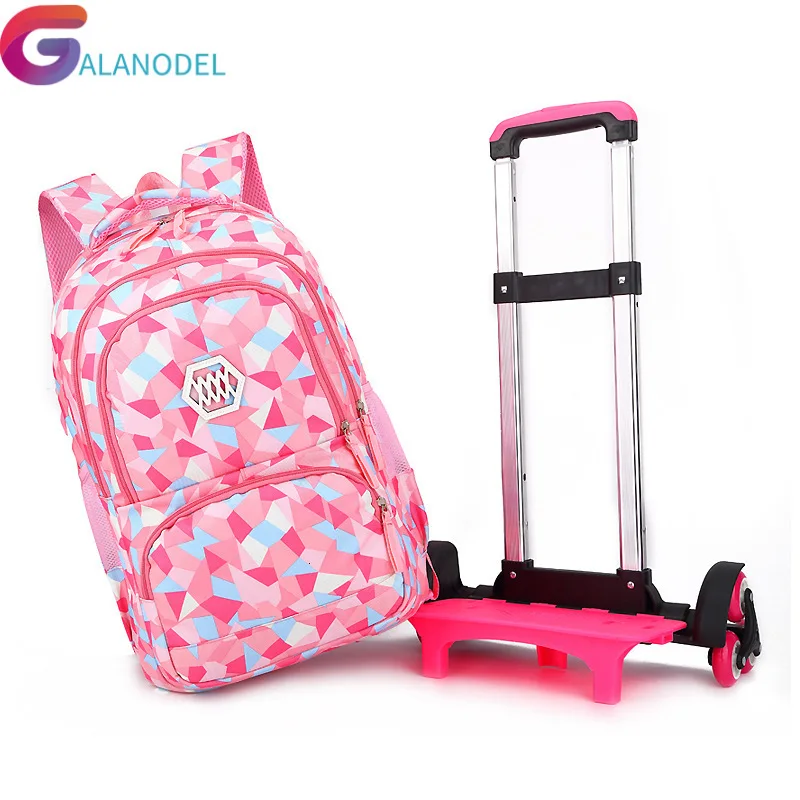 

Children New Removable 2019 School Bags with 6 Wheels for Girls Trolley Backpack Kids Wheeled Bag Bookbag travel luggage