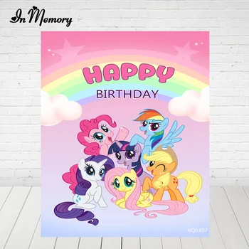 

InMemory 5x7ft Photography Backgrounds Rainbow My Little Pony Birthday Party Backdrops For Photo Studio Custom Poster Supplier