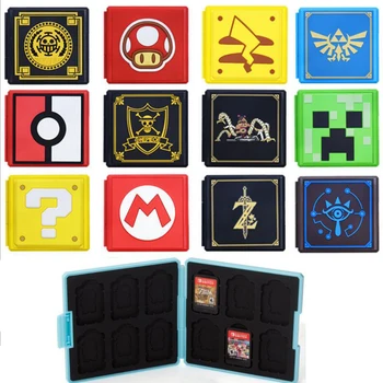 

Cartoon Hard Shell Momery SD 12 Game Cards Storage Box Holder Container for Zelda Mario Nintend Switch NS Protective Case Cover