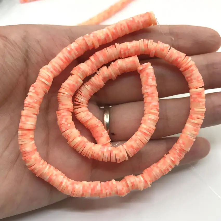 10strand/lot Orange Series Polymer Clay Rondelle Beads Wholesale,Vinyl Disc Heishi Tiny Spacers Loose Beads,DIY Jewelry Making