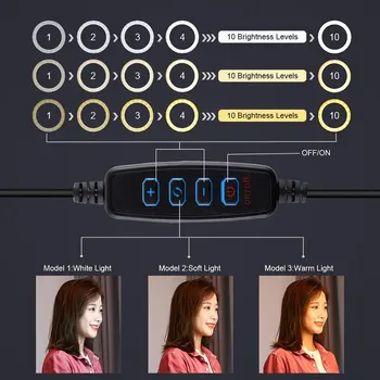 

10.2 Inch 26cm Desktop Triangle Bracket LED Ring Fill Light +Phone Clip Video Chat Selfie Photography Tripod