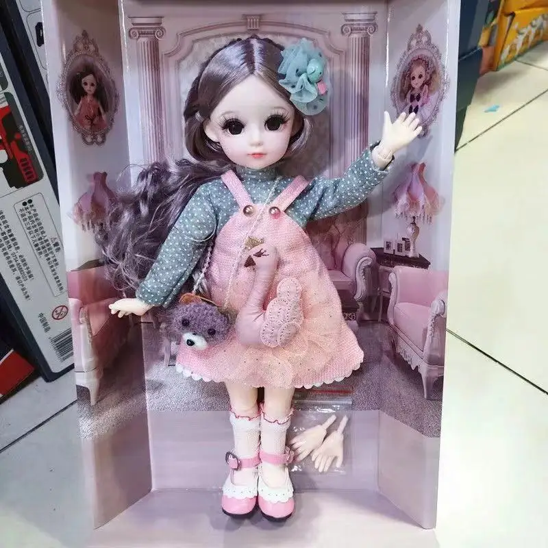 Cute Face 30cm BJD Doll 18 Movable Jointed Pouting DIY Bjd Dolls Princess Toys BJD Round Face long Hair DIY Toy Gift for Girls 14