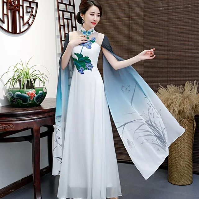 Aodai Vietnam Clothing Cheongsam Aodai Vietnam Dress Vietnamese  Traditionally Dress Cheongsam Modern Women Aodai Ao-dai White - Asia &  Pacific Islands Clothing - AliExpress