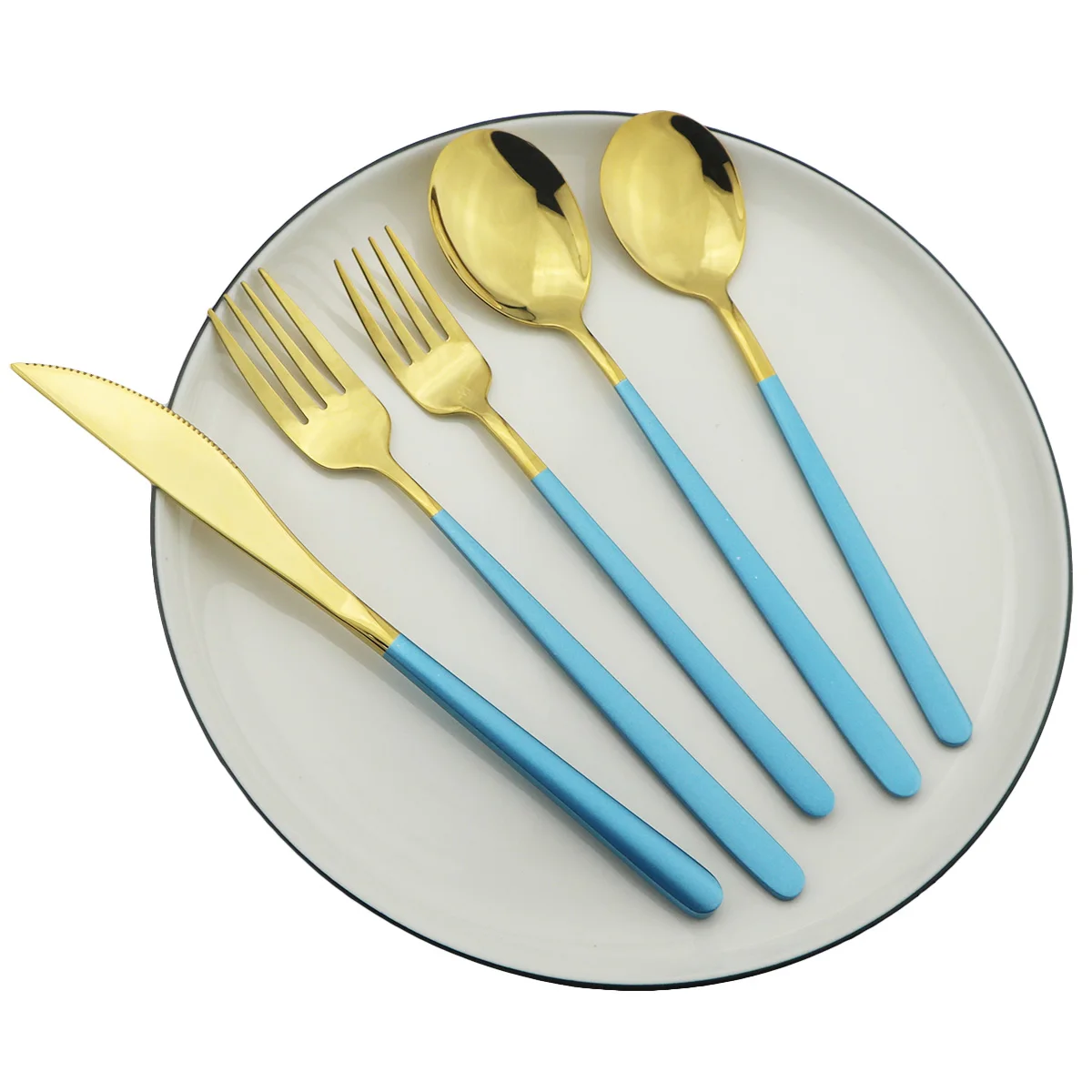 5Pcs/Set Knife Fork Spoon Dinnerware Set 18/10 Stainless Steel Cutlery