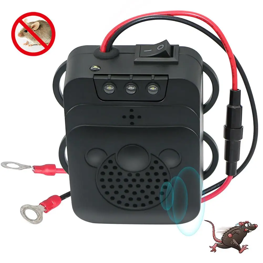 12V Dual Ultrasonic Vehicle Engine Wire Protector Mouse Chaser Rats Repeller Kit 