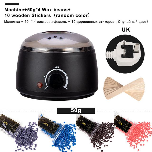 electric Mini Wax-melt Heater Machine 4 Bags Wax Bean 10 Wood Stickers Hair Removal Machine Waxing Kit Calentador de cera