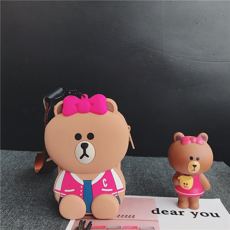 

3d Mini Cute Cartoon Bear Box Wallet Case for Iphone 6 6s Plus 7 8 Plus X Xr Xs Max and Other Soft Silicone Back Cover