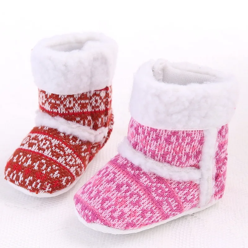 

BABY'S Shoes 0-1-Year-Old Winter Female Baby Soft Bottom Snow Boots Yarn Walker Support