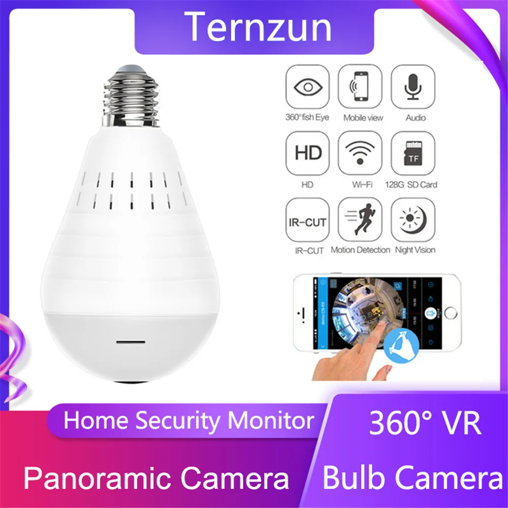 

360Â° VR Panoramic Bulb Camera Home Security Surveillance Wireless IP Camera Lamp CCTV Video Fisheye HD Cam