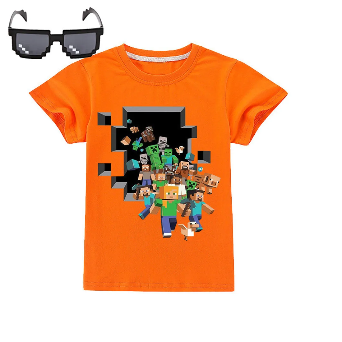 Game Children's Clothing Fashion T Shirt Short Sleeve Christmas Creeper Cosplay Costume Boys Girls Summer Tops | Детская одежда и