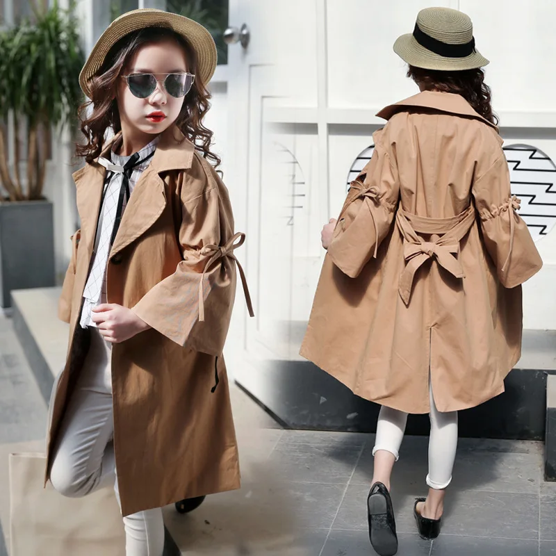 

Children Baby Girl Spring Autumn New Trench Coats 2019 Korean Style Fashion Belt Loose Jackets Kids Teens Outerwear