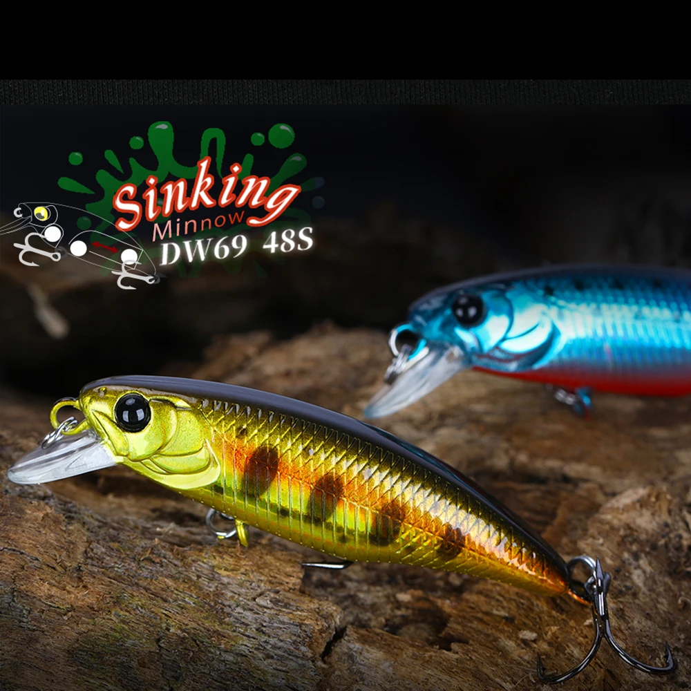 TSURINOYA 6 шт./компл. DW69 мини медленно тонущий воблер Minnow 3 г48 мм приманка для рыбной
