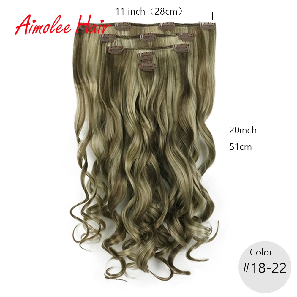 20" Long 5 pcs/set Wavy Hair Extension 24 Color 11 Clips In On Hair Extensions Heat Resistant Synthetic Hairpiece