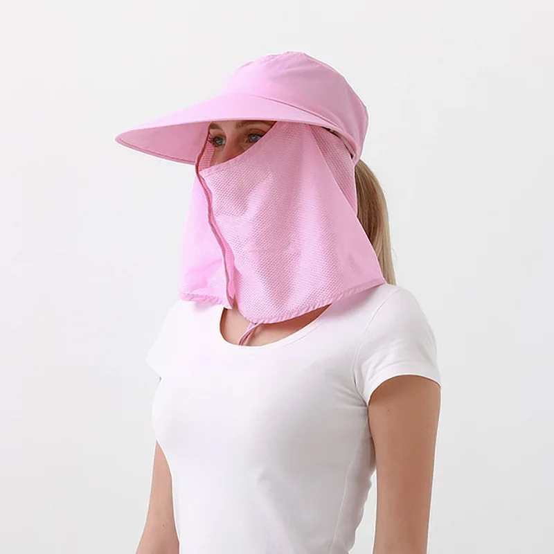 Новый стиль, женская Защитная Кепка для вождения лица, летняя мода, УФ-защита, топ с широкими полями, быстросохнущая ткань, защита от солнца