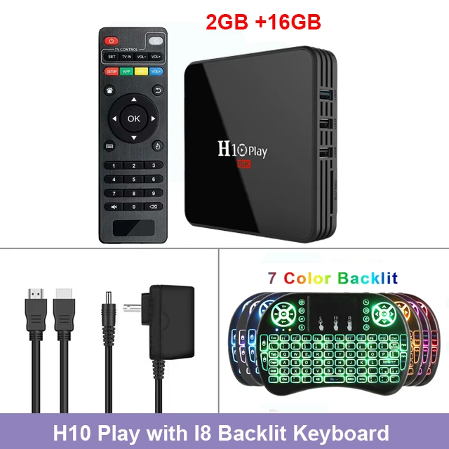 H10 Play tv Box Android 9,0 4 ГБ 32 ГБ 64 Гб Smart tv BOX Allwinner H6 четырехъядерный 6K HDR 2,4 ГГц Wifi Google плеер телеприставка - Цвет: 2GB 16GB I8