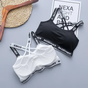 

Letter Sling Cross Beauty Back Sports Bra For Women Wrap Chest Vest Anti-lightening Tube Top Fitness Yoga Bra Sports Underwear