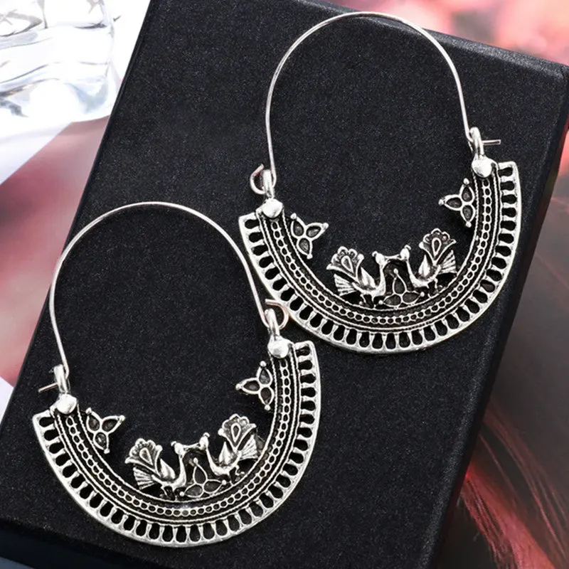 Индийские Jhumka серьги «Слоник» цыганские ювелирные изделия в стиле ретро этнические бусины в античном стиле висячие серьги с кисточками для женщин богемный подарок - Окраска металла: G antique silver