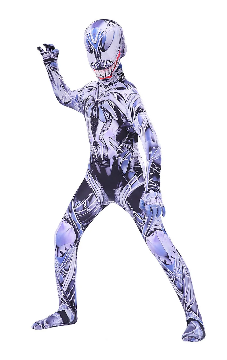 AOT детский черный комбинезон из фильма Venom Eddie Brock Symbiote Косплей Костюм-комбинезон обтягивающий костюм на Хэллоуин