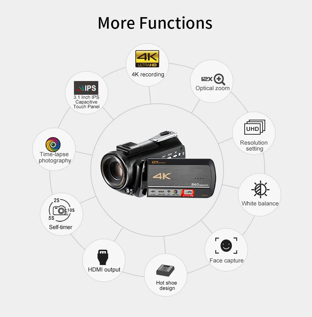 US $209.99 Winait Professional UHD 4k Home Use Digital Wifi Video CameraCamcorder