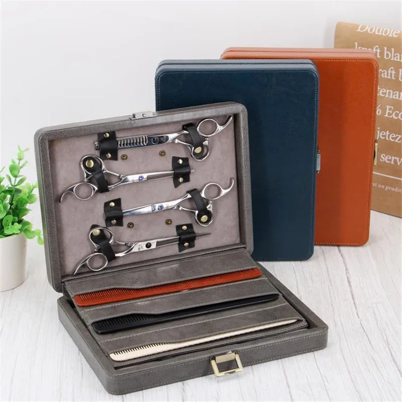 Professional 8pcs Barber Scissors Case Hairdressing Kit Holder Barber Salon Tool Foldable Leather Hair Cutting Scissor Bag 30#