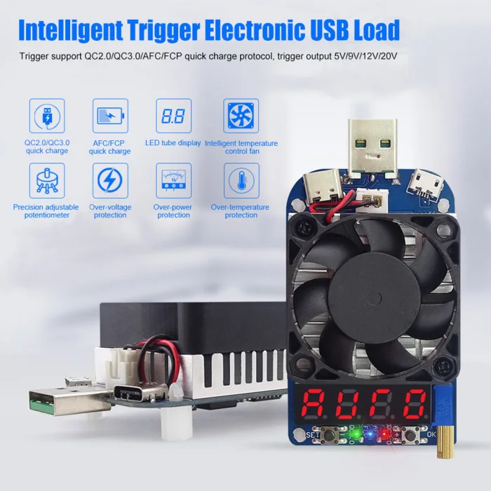 QC2.0 QC3.0 Электронный USB нагрузочный резистор триггер разряда Тест батареи регулируемое напряжение тока PUO88