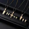 Rinhoo Fish Bone Wing Rose Flower Stainless Steel Sets For Women Dolphin Dragonfly Butterfly Leaf Necklace Earring Set Jewelry ► Photo 3/5