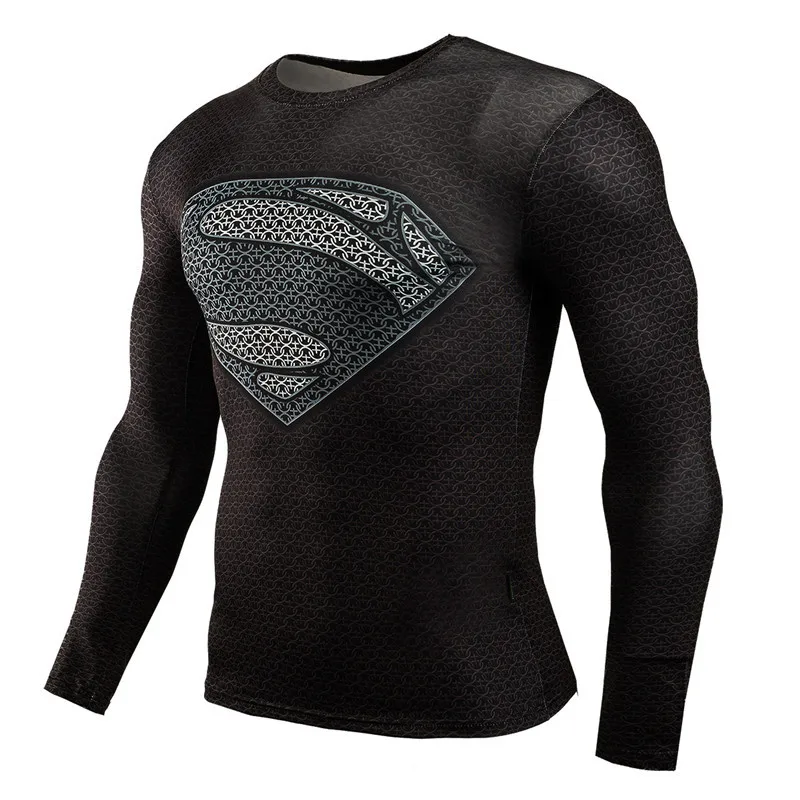 Спортивная Мужская футболка с длинным рукавом, Супергерой Каратель, 3D компрессионная футболка, быстросохнущая Мужская футболка для бега, для спортзала, фитнеса, топ rashgard - Цвет: 10