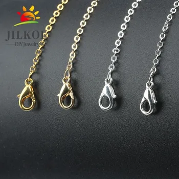 

12pcs Necklace Curb Chains 40cm Length Lobster Clasp Metal Link Chain Necklace Simple DIY Jewelry Findings Gold/Silver Color